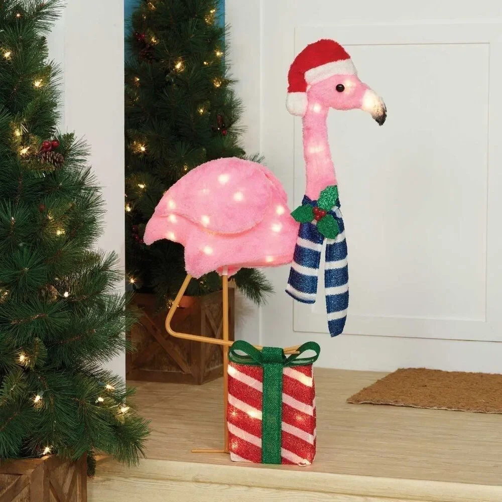 Holiday Light-Up Plush Flamingo 32